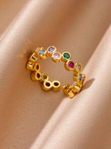 1Pc Turkish Eye Evil Eye Open Rings For Women Colorful Cubic Zirconia Stainless Steel Open Adjsutable Finger Ring Charm Jewelry Fashion Accessories Christmas Gifts
