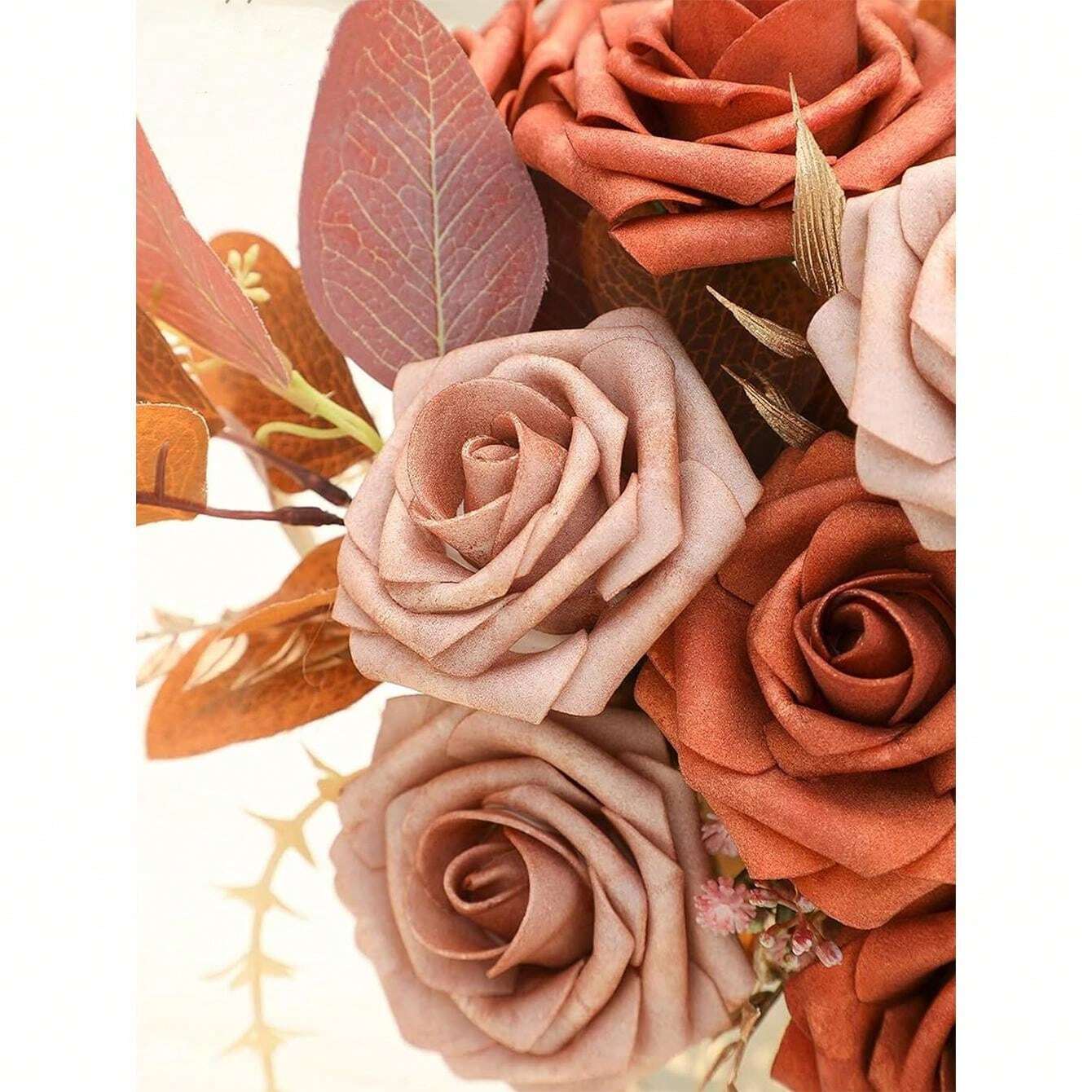 Artificial Flowers Real Looking Ivory Foam Fake Roses With Stems For