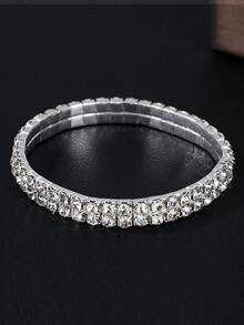 Vòng tay pha lê Rhinestone đơn/nhiều hàng co giãn thời trang, quà tặng cho vợ, bạn gái, con gái - vòng tay kim cương đầy đủ - Xem 3