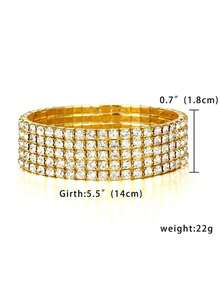 Vòng tay pha lê Rhinestone đơn/nhiều hàng co giãn thời trang, quà tặng cho vợ, bạn gái, con gái - vòng tay kim cương đầy đủ - Xem 9