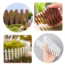 1pc 35" Miniature Fairy Garden Fence, Decorative White Wooden Pointed Picket Fence, Mini Wooden Garden Fence For Crafts, DIY Model Projects, Toy House, Flower Pot