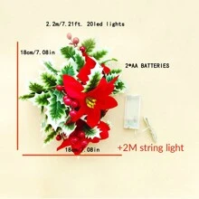 1 dây leo Giáng sinh phát sáng ấm áp 2M với quả mọng đỏ, trang trí vườn tiệc, đèn trang trí cây thông Noel - Màu vàng - Xem 12
