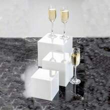 3PCS Buffet Risers, Food Risers For Buffet Table, Display Stand Shelf For Catering Dessert Collectibles Jewelry Figures Show, Acrylic Cube Display Nesting Risers With Hollow Bottoms - White - View 4