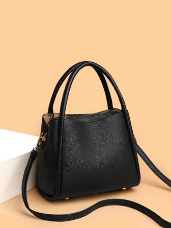 1 件纯色水桶手提包，简约斜挎包，适合女性日常使用