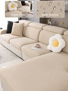 1 pieza Funda elástica para sofá, funda para cojín de asiento de sofá para todas las estaciones, a prueba de polvo, lavable a máquina, resistente a la decoloración, adecuada para sofás en forma de L y de 1/2/3/4 plazas, apta para mascotas, ajustable para dormitorio y sala de estar