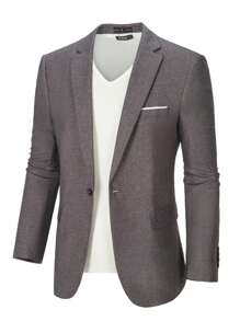 Furuyal 男士修身轻薄西装外套，深灰色，商务休闲 - 深灰色 - 查看 3