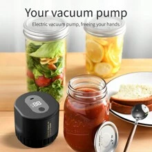 Electric Mason Jar Vacuum Sealer Kit Automatic Jar Sealer Mason Jar With Lids Mason Jar Vacuum Sealer Kit For Wide/ Regular Mouth Mason Jars With 10 Lids - Black - View 6