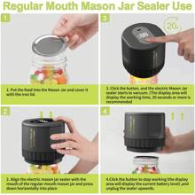 Electric Mason Jar Vacuum Sealer Kit Automatic Jar Sealer Mason Jar With Lids Mason Jar Vacuum Sealer Kit For Wide/ Regular Mouth Mason Jars With 10 Lids - Black - View 4