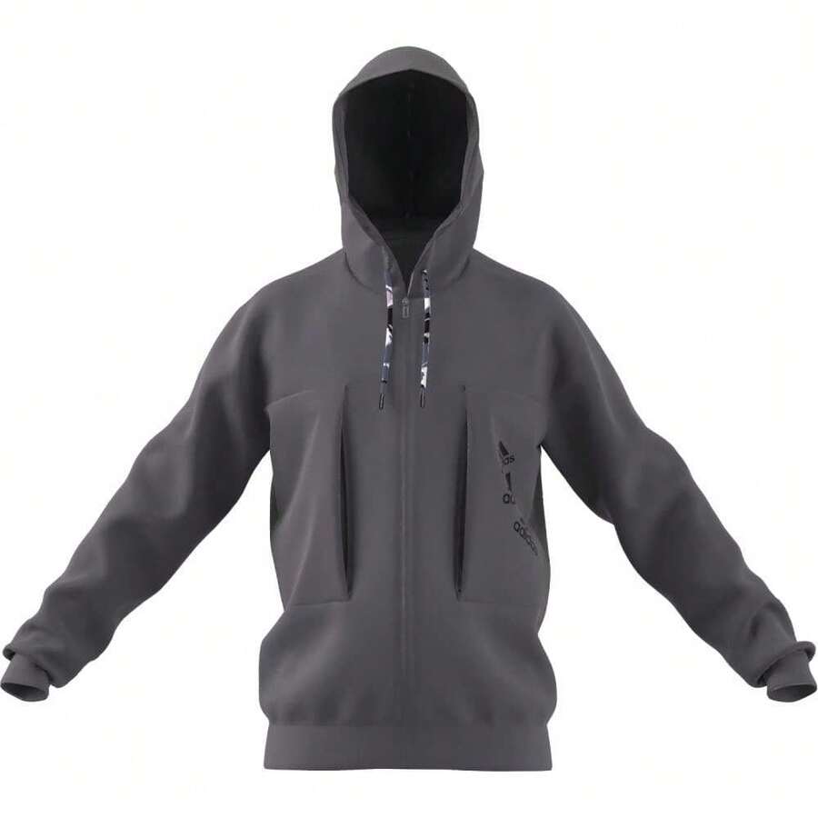 Adidas M Q4 Bl Fz Hoodie Jacket, Tragre/Black, L Men - Black - View 1