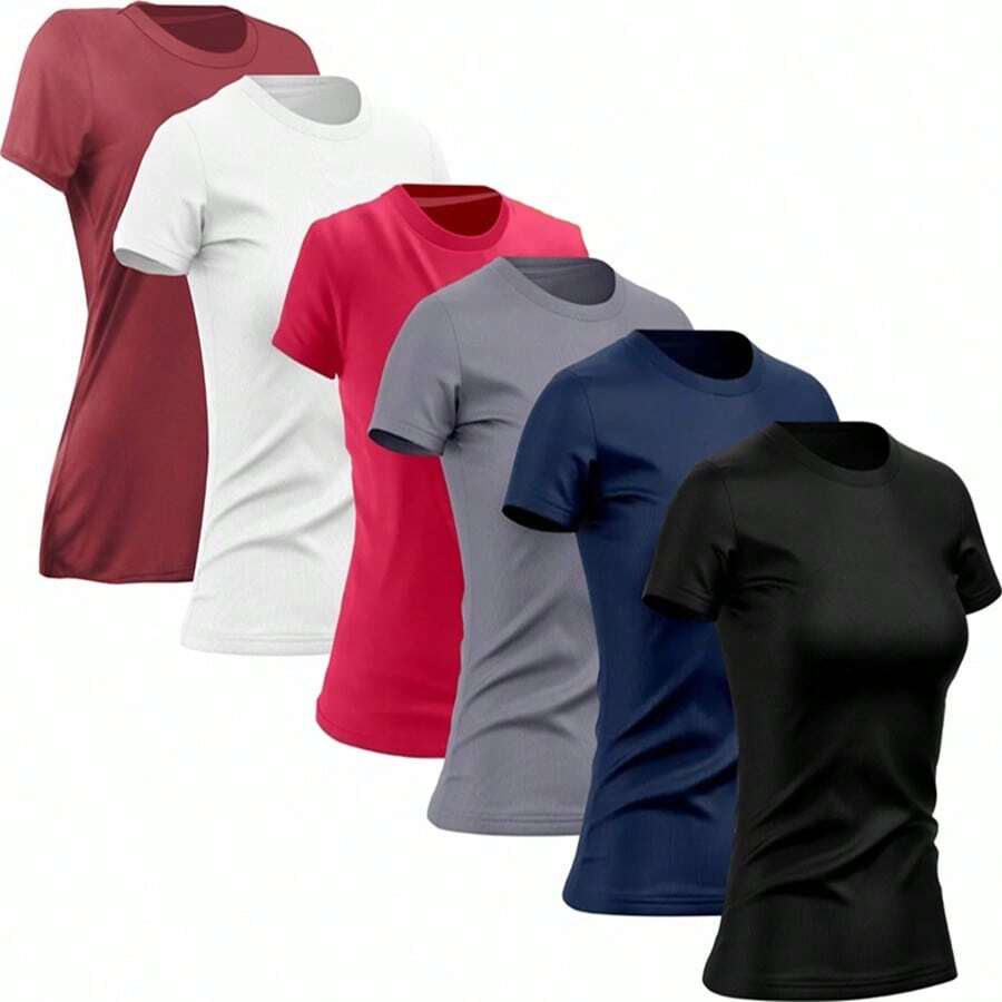 TH6 Kit 6 Women's Dry Fit Polyester T-Shirts Gym Training Running Basic - Nhiều màu - Xem 1