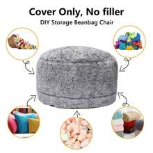 Funda para sillón puf, funda de tela suave y esponjosa de 4 pies/5 pies para sillón puf gigante de adulto sin relleno, funda lavable para sofá de sillón puf - Gris-5 pies - Ver 4