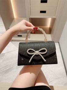 1 pieza Bolso de mano de fiesta formal brillante y de lujo para mujer, bolso de novia de boda con decoración de lazo de cristal, bolso de fiesta perfecto para fiesta, boda, baile de graduación, cena/banquete, perfectamente a juego con vestido de fiesta de Año Nuevo, vestido de fiesta con lentejuelas, el mejor regalo de San Valentín para ella, bolsos de fiesta Tready, perfectos para fiestas, bodas, bailes de graduación, cenas/banquetes