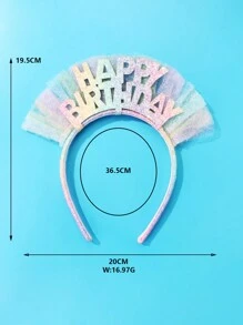 1 件“生日女孩”闪亮金色字母网状织物发箍，适合女孩生日派对珠宝礼物 - 彩色 - 查看 4