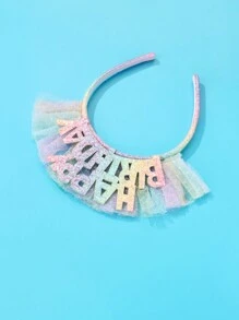 1 件“生日女孩”闪亮金色字母网状织物发箍，适合女孩生日派对珠宝礼物 - 彩色 - 查看 5