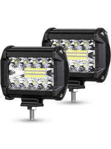 Set Faros auxiliares 20 LED cuadrados de luz para coche moto 60w universales 2 uds - Negro - Ver 1