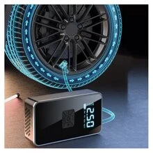 LCD Electric Battery Air Pump Car Bicycle Tire Compressor 150PSI Portable Tire Inflator For Quick Inflation Of Cars, SUVs, Motorcycles And Bicycles Automatically Stop Inflation Various Devices With PSI, KPa, BAR And KG/CM For Quick Switching. Large LCD Display With LED Flashlight - Black - View 6