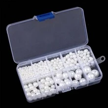 800 Stücke/Box 3-14mm ABS Perlenimitation rund mit Löchern Set in Box, mit Aufbewahrungsbox rein weiß beige lose Perlen, verwendet für Schmuckherstellung von Armbändern, Knöchelbändern, Halsketten - Geschenk für Freundin & Mutter