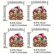 1/2/4pcs Holiday Sloth With Christmas Lights Ironing Transfer Patch - Cartoon Animal Print Applique For DIY Decorations On Sweatshirts, T-Shirts, Backpacks, Pillows, Jackets - Multicolor - View 4