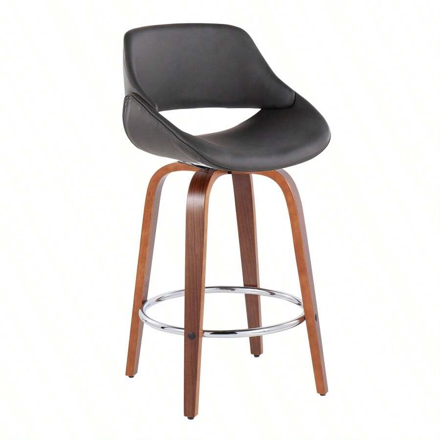 Fabrico MidCentury Modern FixedHeight Counter Stool In Walnut Wood
