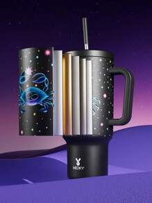 Cốc 40oz có nắp và ống hút, Bình nước cách nhiệt bằng thép không gỉ có quai xách, Bình nước cách nhiệt chân không, Cốc cách nhiệt, Cốc uống nước quà tặng, Giữ lạnh trong 34 giờ hoặc giữ nóng trong 10 giờ, Di động Thích hợp cho cắm trại ngoài trời, Đi bộ đường dài, Lái xe và Du lịch bằng ô tô (Ung thư) - màu đen - Xem 7