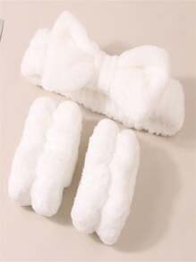 3PCS/2PCS/1PC Cute Bow Wash Hair Band Absorbent Wrist Band Apply Mask Special Hair Band Plush Wash Cuff Moisture-Proof Sleeve Sports Absorbent Waterproof Wipe Sweat Wristband Home Bathroom Decor Fall Decor Back To School - Shape - View 13