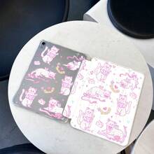1PC IPad 9 Generation 10.2-Inch Cute Cat Tri-Fold Transparent Shockproof Case 7/8/10 Generation 2024 New MINI5 - White - View 10