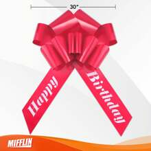 Happy Birthday Bow, Car Bow Ribbon, Giant Car Bow (Matte Red, 30 Inch) Big Gift Bow, Giant Bow For Car, Birthday Bow, Huge Car Bow, Car Bows, Big Red Bow, Bow For Gifts, Gift Wrapping Car Decor - Red - View 2