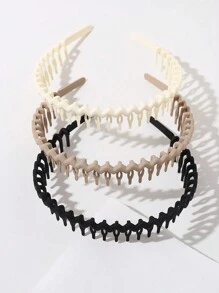3pcs Women Teethed Anti-Slip Wavy Vintage Minimalist Hair Band Hair Accessory