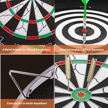 Full Size 18" Inch Dart Board Double Sided Dartboard Target Board +10 Darts Game - Black - View 9