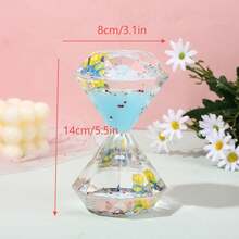 1pc Creative Jelly Pudding Color Stress Relief Oil Leakage Ornament Cartoon Liquid Hourglass Timer, Random Internal Decor - Multicolor - View 3