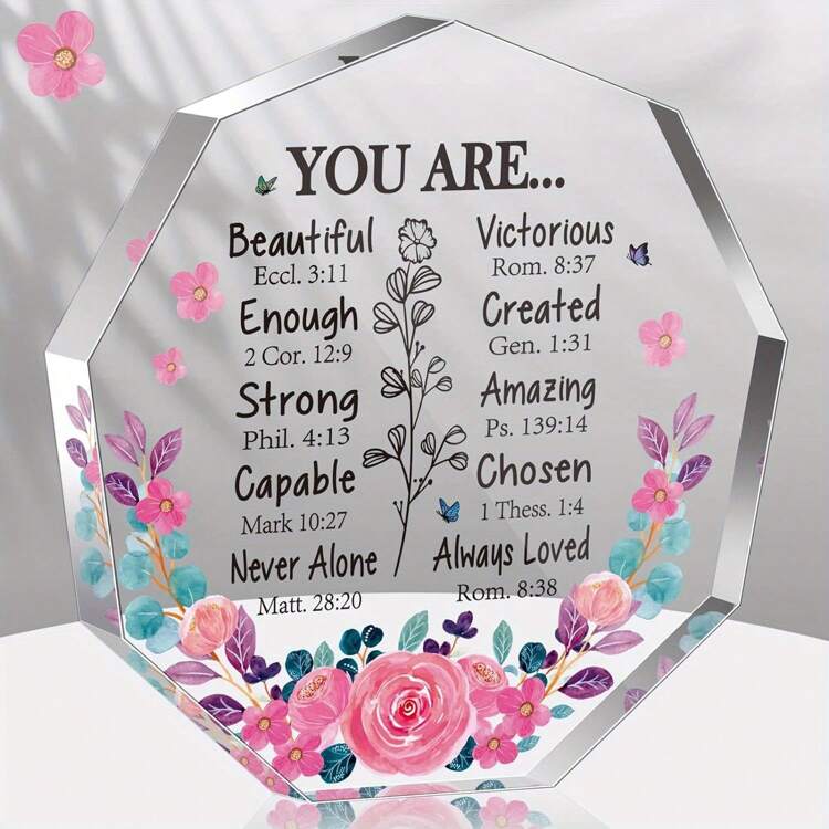 1pc Beautiful Acrylic Plaque - Inspirational Gift With Uplifting Verse And Prayer For Women, Best Friend, Home, Living Room, Office Decor - Perfect Gift For Her Birthday Gifts Graduation - Transparent - View 8