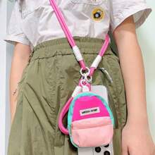 3 chiếc Ba lô mini sáng tạo màu hồng, ví đựng tiền xu, túi đeo chéo, dây đeo, móc khóa ba lô nhỏ, giá đựng tai nghe, túi đựng CCD, móc khóa, ốp điện thoại, dây đeo cổ tay, dây đeo dài - Dễ thương cho trẻ em và học sinh - 3 túi bột + dây ngắn + dây dài - Xem 1