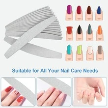 10pcs Nail Files, Double Sided Nail Buffer Block And Cuticle Pusher Nail Care Tools Set - Grey - View 1