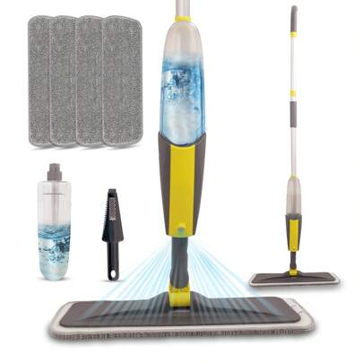 Spray Mops For Floor Cleaning, Microfiber Dust Wood Floor Mop, Wet Spray Mop With 1/4 Reusable Washable Pads For Home Commercial Hardwood Laminate Vinyl Wood Tile Floor