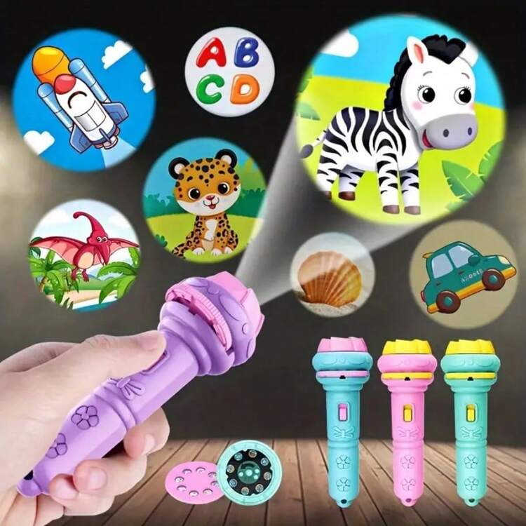 32pcs Children's Flashlight Projector Toy, Bedtime Fun Early Education Cognitive Toy, Dinosaur, Animal, Ocean, Numbers, Fruits, Projection Flashlight Educational Toy, Christmas & Halloween Gift - Multicolor - View 10