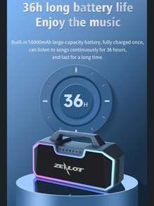 Zealot S57 Portable Wireless Speaker 60W High Power With 3 Speakers, Built-In Adjustable LED Light, IPX6 Waterproof, Compatible With Mobile Phones/Tablets/TVs. TF/USB/AUX Compatible, Suitable For Outdoor Parties/Home Theater/Square Dancing - Black - View 6