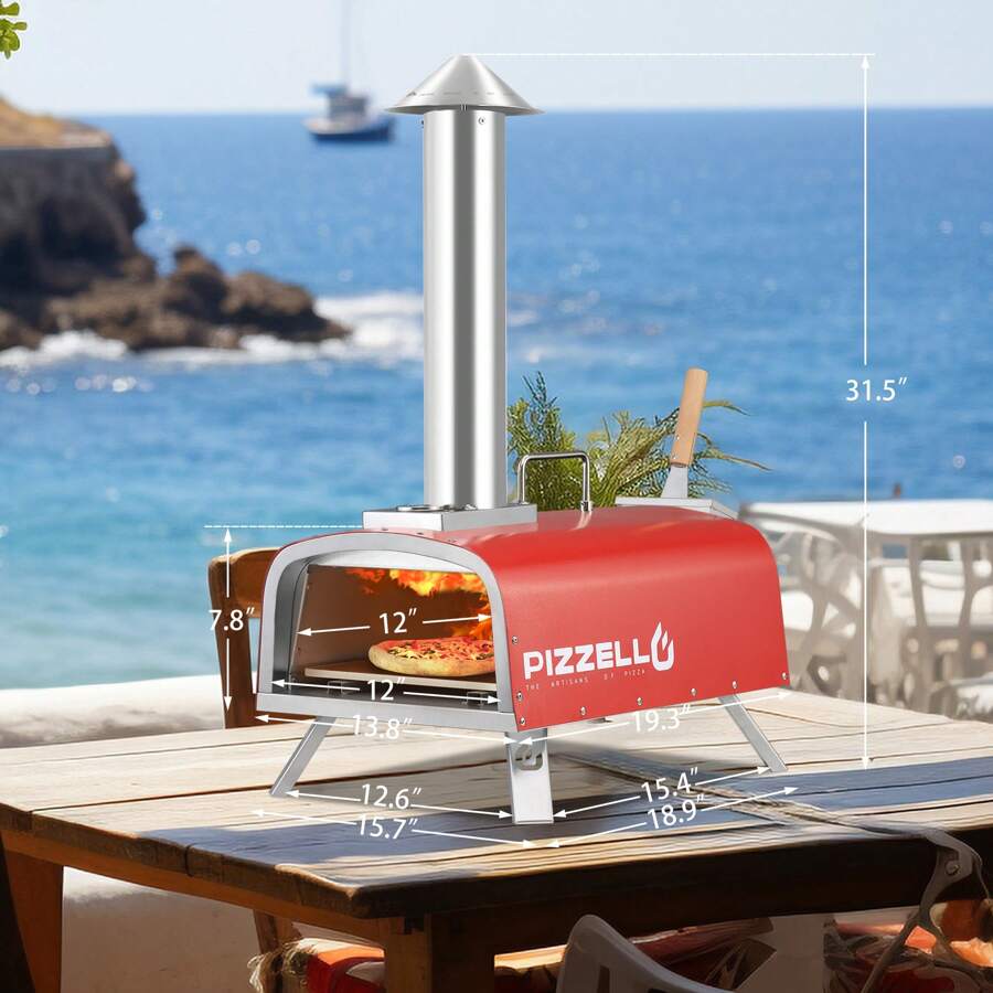 MultiFuel Outdoor 12" Pizza Oven Stonebaked Pizza Maker With Gas