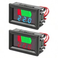 电池监视器二合一电池电压表 12V 24V 36V 48V 60V 72V LED 数字电池容量测试仪适用于高尔夫球车、汽车、房车、船舶、俱乐部车辆 - 常規 - 查看 1