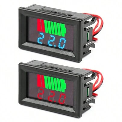 电池监视器二合一电池电压表 12V 24V 36V 48V 60V 72V LED 数字电池容量测试仪适用于高尔夫球车、汽车、房车、船舶、俱乐部车辆