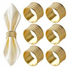 餐巾环 6 件套圆点餐巾环用于餐桌装饰，餐巾扣架现代设计餐巾架环适用于家庭聚会婚礼生日圣诞节周年纪念宴会 - 彩色 - 查看 12