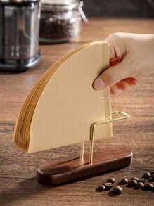 1pc Coffee Filter Paper Holder, Coffee Filter Paper Rack Holder, Walnut Wooden Coffee Filter Paper Stand, Pour Over Coffee Filter Paper Holder School Supplies Back To School