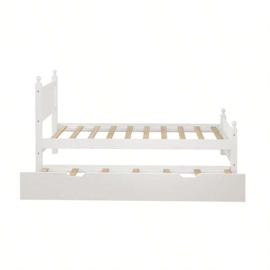 Twin Size Solid Wood Platform Bed Frame With Trundle For Limited Space