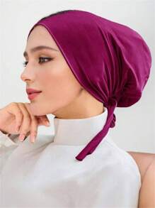 1 pieza Gorra interior para mujer, gorro turbante hiyab Amira, sólido elástico en la barbilla, accesorio de velo diario para ropa Abaya - A - Ver 11