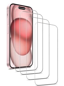 4pcs High Definition Tempered Glass Screen Protectors Compatible With IPhone 16/IPhone 16 Pro/IPhone 16 Plus/IPhone 16 Pro Max/15/14/IPhone 13/12/IPhone 11/XS/6/7/8 Plus/Se2/Se3 Gift For Birthday, Family, Friends Phone Screen Protector, Phone Accessories