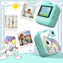 Kids Camera Instant Print, Toddler Camera Instant Print Toys, Unicorn Digital Print Camera With Dual Lens, 1080 P Children Printable Camera, Selfie Camera Christmas Birthday Gifts For Girls Boys Age 3-12 - Multicolor - View 2