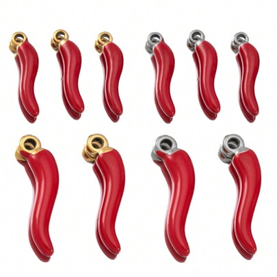 5 pezzi Accessori per la creazione di gioielli alla moda in acciaio inossidabile con ciondolo a peperoncino rosso