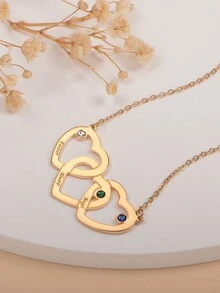 1 件定制英文名字雕刻诞生石镶嵌简约心形吊坠项链，独特的配套珠宝礼物，适合父亲节、母亲节、情人节、生日、周年纪念、朋友、毕业典礼、圣诞节、家人 - 綠色聖誕禮盒 - 查看 11