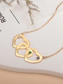 1 件定制英文名字雕刻诞生石镶嵌简约心形吊坠项链，独特的配套珠宝礼物，适合父亲节、母亲节、情人节、生日、周年纪念、朋友、毕业典礼、圣诞节、家人 - 綠色聖誕禮盒 - 查看 9