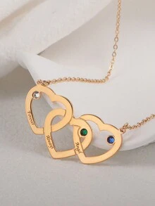 1 件定制英文名字雕刻诞生石镶嵌简约心形吊坠项链，独特的配套珠宝礼物，适合父亲节、母亲节、情人节、生日、周年纪念、朋友、毕业典礼、圣诞节、家人 - 綠色聖誕禮盒 - 查看 10