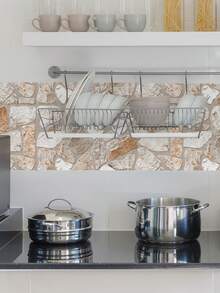 Papel tapiz decorativo para cocina bohemio, fácil de pelar y pegar, resistente al agua y al aceite, en un diseño de patchwork de tonos cian/rosa/beige/marrón, papel adhesivo de vinilo autoadhesivo perfecto para renovación del hogar, salpicadero de cocina, gabinete, 1 pieza/1 rollo de 11,81*47,24 pulgadas - Multicolor - Ver 16